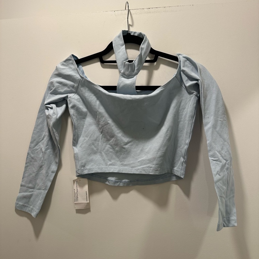 American Apparel Baby Blue Long Sleeve Crop Blouse